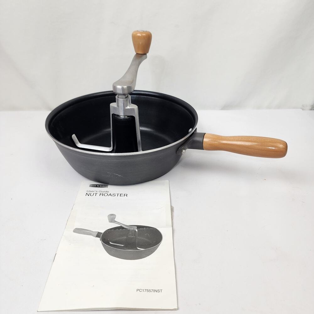 Back To Basics Stovetop Rotating Stir Handle Nut Roaster W/ Guide & Recipes